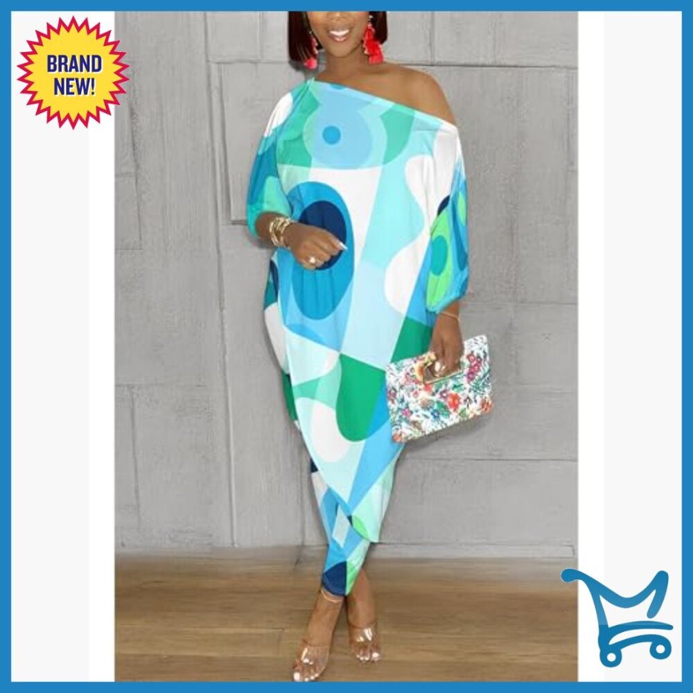 Women's 3/4 Sleeve Printed Sweatshirt Set with Bodycon Leggings Medium - Picture 3 of 5